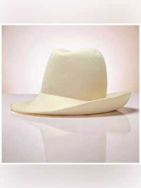 Vintage Madcaps Paris Ivory Wool Felt Fedora | Wide Brim | Western Style Hat